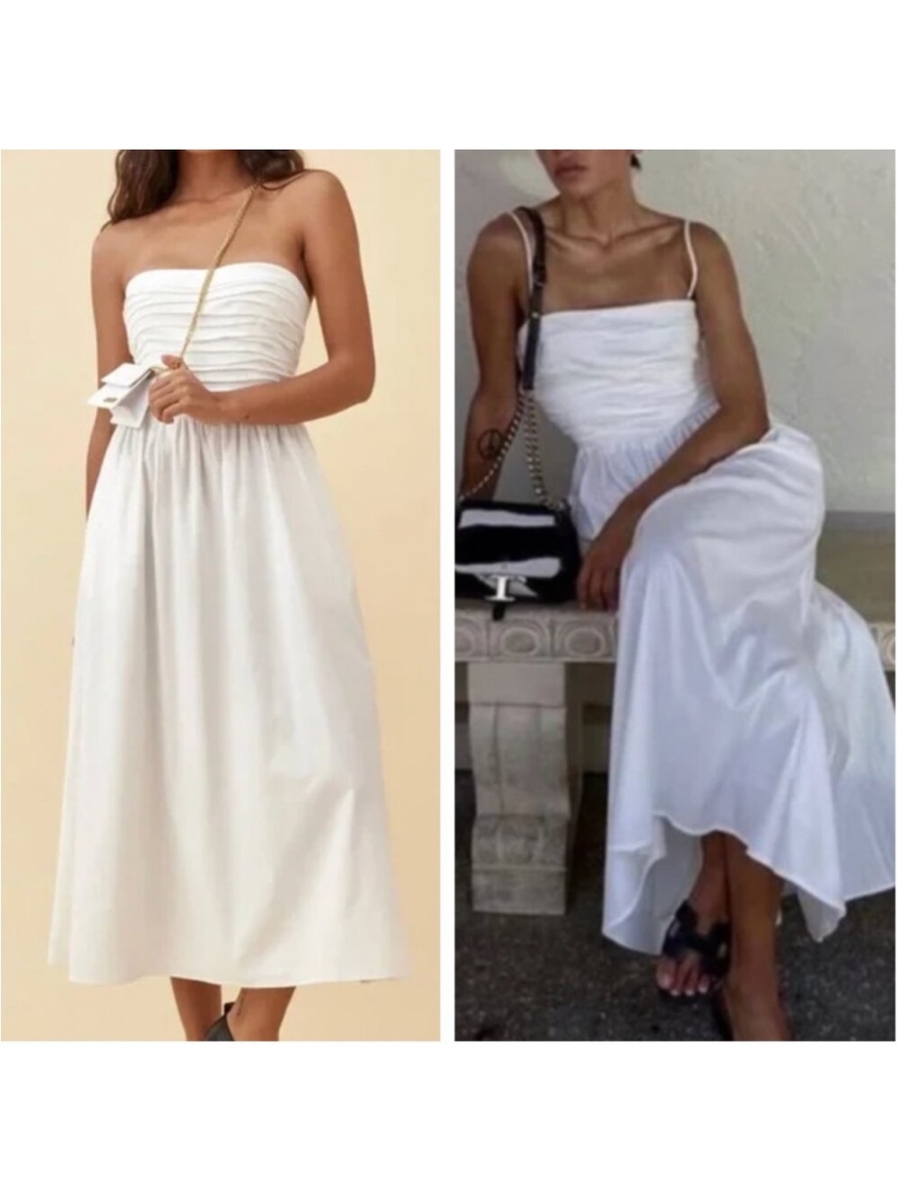 Reformation Womens Lissa Dress Strapless Bandeau Neckline in White Size 12